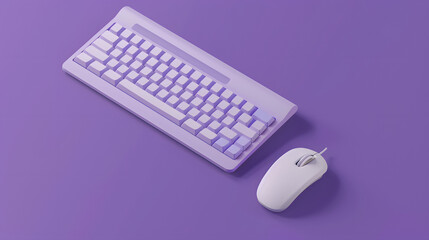 3d Isometric Keyboard with mouse clean modern
