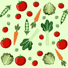 Seamless fruits and vegetables pattern background