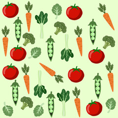 Seamless fruits and vegetables pattern background