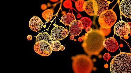 Protoplanetary disk with glowing organic molecules resembling cosmic constellations.
