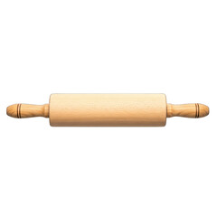 Wooden rolling pin for baking and cooking needs on white background