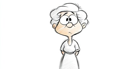 Doodle art of comical old woman grandma character