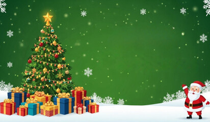 christmas tree and santa claus