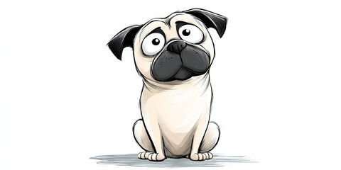 Doodle art of comical pug character