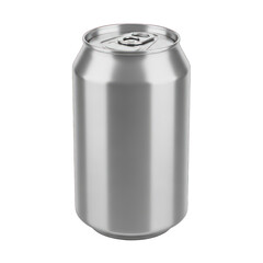 Silver aluminum can for beverage or product mockup on white background