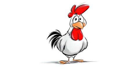 Naklejka premium Doodle art of comical rooster character