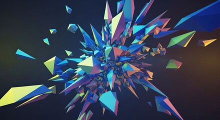 Abstract Colorful Shattering Geometric Shapes Explosion Background