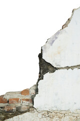 old broken concrete wall border isolated