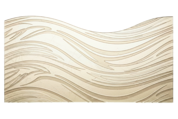 Decorative bas relief panel with an abstract flowing wave texture isolated on transparent background