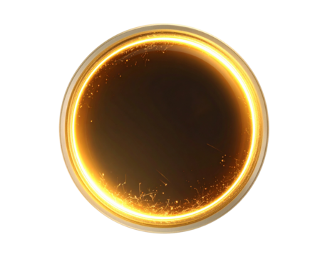 Radiant Golden Energy Halo Ring – Glowing Circular Light Effect PNG