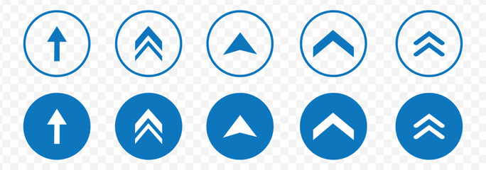 Swipe icon set. Swipe up arrow icons. Arrow buttons for social media. Scroll pictogram. Web icons. Vector illustration. Concepts for Web and Mobile Applications Blue color. Eps 10.