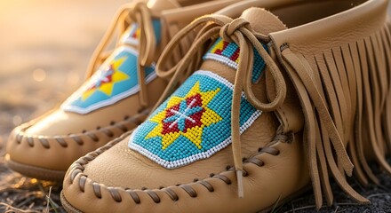 Beaded moccasins with intricate designs