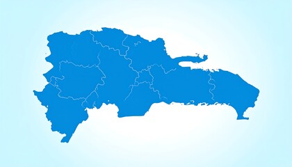 Fototapeta premium Blue outline of the Caribbean nation of Hispaniola