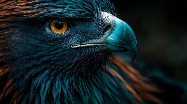 Eagle eye close up portrait wallpaper background with golden beak and feathers wallpaper hd image