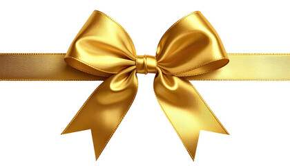 Golden satin ribbon tied in a bow, centered