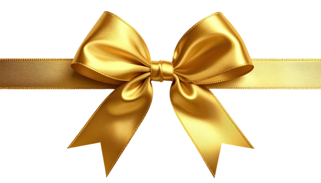 Golden satin ribbon tied in a bow, centered