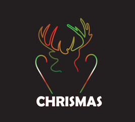Elegant Deer Vector Design Celebrating Festive Season with Candy Canes Decorative Elements over Solid Background, White Sans Serif 