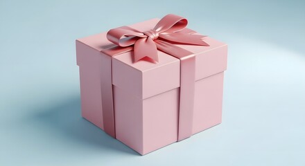 Obraz premium Pink gift box with ribbon