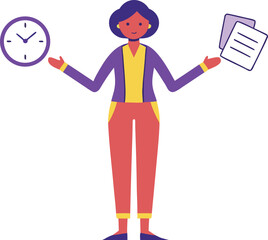 Confident Business Woman Illustration. Professional Female Office Worker. Modern Woman in Business Attire. Successful Female Entrepreneur Concept. Business Lady Character Design. Office Woman Standing