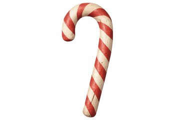 Candy cane with red and white stripes, representing christmas holidays and festive season sweets, transparent background
