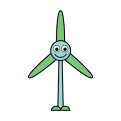 Wind Turbine Eco Mascot Character Renewable Energy Cartoon Vector