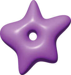A purple 3d star symbol isolated on a white background with a vector design for a modern icon concept