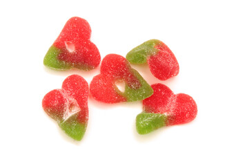Jelly sugar candies isolated on white background 