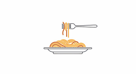 Minimalist plate of orange spaghetti atop a tray, fork hovers above with noodles looped and twirls!!