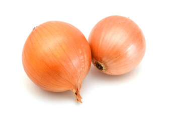 Ripe onion on a white background