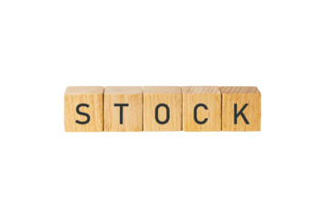 Wooden letter blocks spelling stock isolated on transparent background