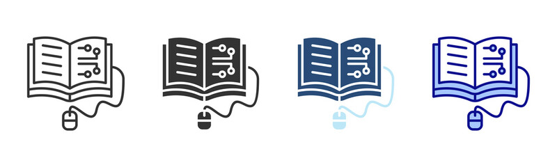 Digital Book Icon Set. Designed In Multi Style