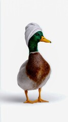 Obraz premium Rubber duck on white background, minimalist modern graphic design with colourful nostalgia for children with inspire, team, children