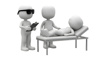 Patient undergoing medical examination with doctors in modern clinic setting
