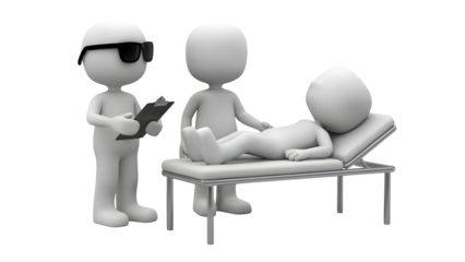 Patient undergoing medical examination with doctors in modern clinic setting