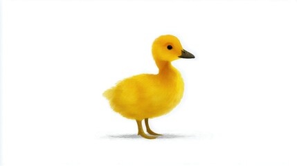 Fototapeta premium Minimalist rubber duck concept on white background, modern graphic style symbolizing childhood purity and joy with duck, thought, isolate