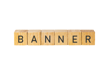 Wooden blocks spelling banner isolated on transparent background