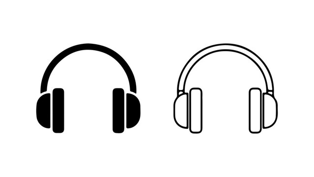 Headphones outline and solid with transparent background