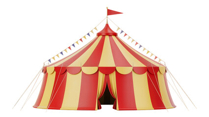 Step right up for fun vibrant vintage circus tent with pennants and red flag