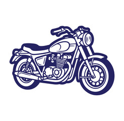 Fototapeta premium Outlined vector illustration of a classic motorcycle in dark blue on a white background