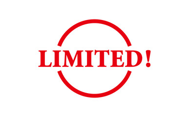 LIMITED! - LIMITED! text written on Red Rubber Stamp 
