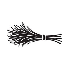 Fototapeta premium Black and white illustration of a bundle of dried herbs tied with string