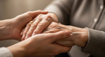 Hands holding each other, showing care and support.
