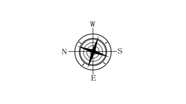 Animated a compass rose, ideal for navigation, direction, travel, exploration, adventure, nautical or military themes
