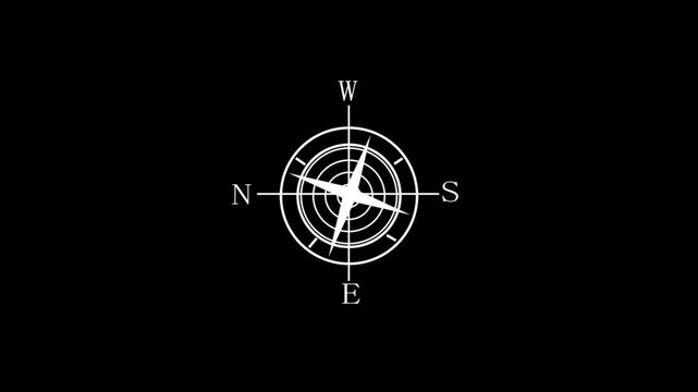 Animated a compass rose, ideal for navigation, direction, travel, exploration, adventure, nautical or military themes