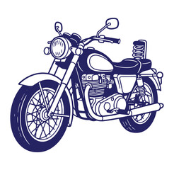 Obraz premium Vintage motorcycle illustration a detailed vector graphic of a classic retro bike in navy blue