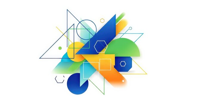 Abstract Geometric Shapes Composition Vibrant Colors - Powered by Adobe