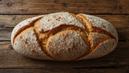 Close up loaf of bread on wooden table