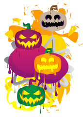 Halloween pumpkin, Jack O' Lantern graffiti. Abstract modern street art decoration performed in urban painting style.