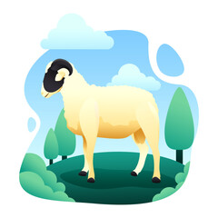 GOAT ANIMAL QURBAN VECTOR ILLUSTRATION 2