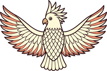 Colorful Cockatoo Bird Illustration. Exotic Cacatuidae Parrot Artwork. Tropical Cockatoo Bird Design. Beautiful Parrot with Crest Feathers. Wild Cockatoo Bird Drawing. Elegant Cacatuidae Bird